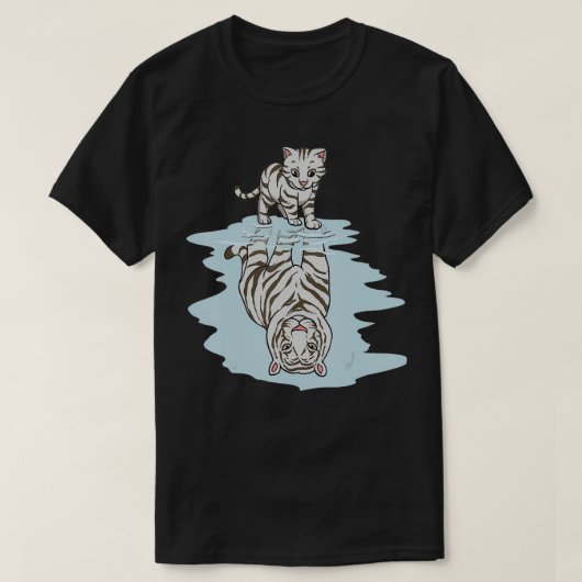 White Cat in Mirror Reflection Tiger Kat Baby Ca T-shirt (Design voorkant)