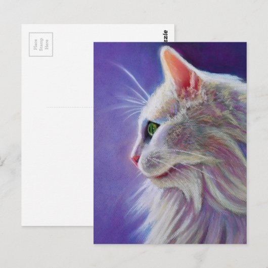 White Cat in Profile Briefkaart (Voorkant / Achterkant)