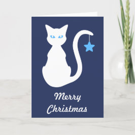 White Cat Kerstmis Kaart