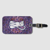 White Cat Mauve Daisies Bagagelabel (Voorkant (horizontaal))