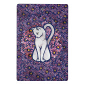White Cat Mauve Daisies Mini Klembord (Achterkant)