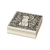 White Cat Mauve Daisies Rubberstempel (Stempel)