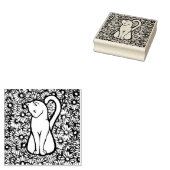 White Cat Mauve Daisies Rubberstempel (Gestempeld)