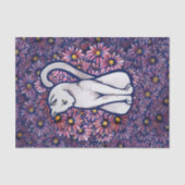White Cat Mauve Daisies Tissuepapier (Voorkant)