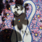 White Cat Mauve Daisies Tissuepapier