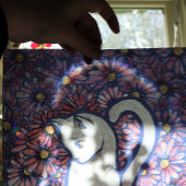 White Cat Mauve Daisies Tissuepapier