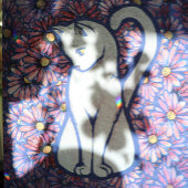 White Cat Mauve Daisies Tissuepapier