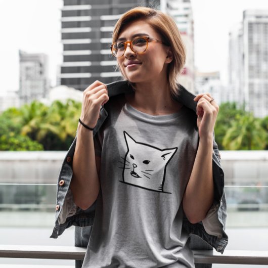 White Cat Meme Face T-shirt