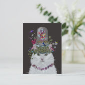 White Cat met Butterfly Bell Jar Briefkaart (Staand voorkant)
