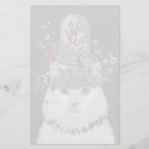 White Cat met Butterfly Bell Jar Briefpapier