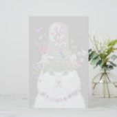 White Cat met Butterfly Bell Jar Briefpapier (Staand voorkant)