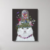 White Cat met Butterfly Bell Jar Canvas Afdruk (Voorkant)