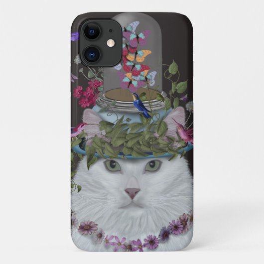 White Cat met Butterfly Bell Jar Case-Mate iPhone Case (Achterkant)