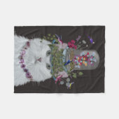 White Cat met Butterfly Bell Jar Fleece Deken (Voorkant (Horizontaal))