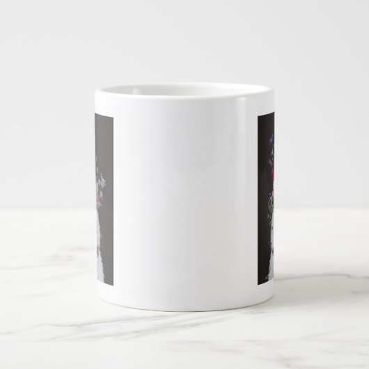 White Cat met Butterfly Bell Jar Grote Koffiekop (Voorkant)