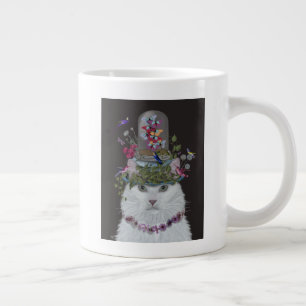 White Cat met Butterfly Bell Jar Grote Koffiekop