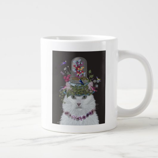 White Cat met Butterfly Bell Jar Grote Koffiekop (Rechts)