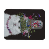 White Cat met Butterfly Bell Jar Magneet (Horizontaal)