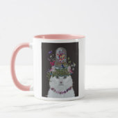 White Cat met Butterfly Bell Jar Mok (Links)