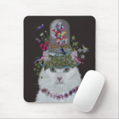 White Cat met Butterfly Bell Jar Muismat (Met muis)