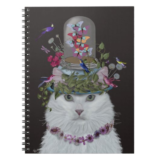 White Cat met Butterfly Bell Jar Notitieboek (Voorkant)