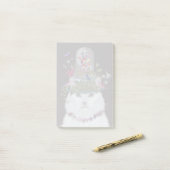 White Cat met Butterfly Bell Jar Post-it® Notes (Op bureau)