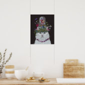 White Cat met Butterfly Bell Jar Poster (Keuken)