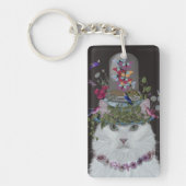 White Cat met Butterfly Bell Jar Sleutelhanger (Voorkant)