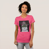 White Cat met Butterfly Bell Jar T-shirt (Voorkant volledig)