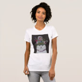 White Cat met Butterfly Bell Jar T-shirt (Voorkant volledig)
