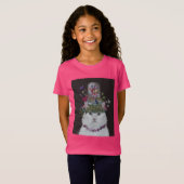White Cat met Butterfly Bell Jar T-shirt (Voorkant volledig)