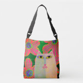 White Cat met Flowers Abstracte Art Crossbody Tas (Voorkant)