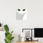 White Cat met Jewel Green Eyes Poster (Thuiskantoor)