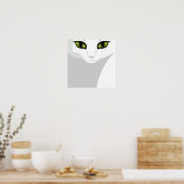 White Cat met Jewel Green Eyes Poster (Keuken)