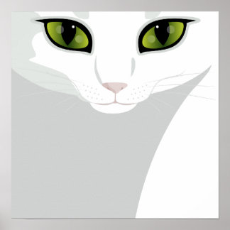 White Cat met Jewel Green Eyes Poster