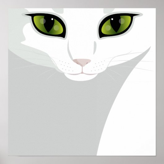 White Cat met Jewel Green Eyes Poster (Voorkant)