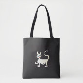 White Cat met Makeup op Black Canvas tas (Voorkant)