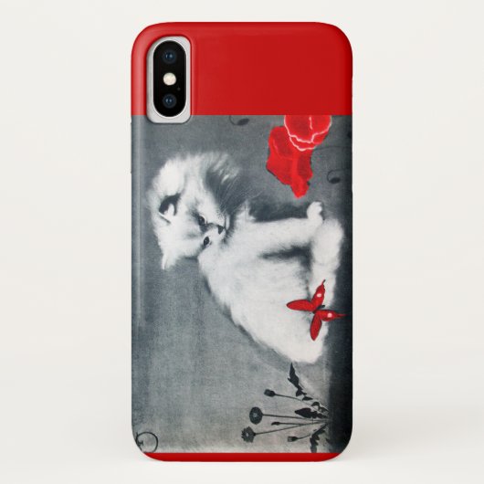 WHITE CAT MET RODE BUTTERFLY Case-Mate iPhone CASE (Achterkant)