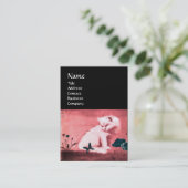 WHITE CAT MET ZWARTE BUTTERFLY MONOGRAM roze parel Visitekaartje (Staand voorkant)