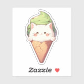 White Cat & Mint Chocolate Chip Ice Cream Sticker (Vel)