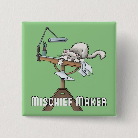 White Cat Mischief Maker-Button Vierkante Button 5,1 Cm (Voorkant)
