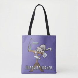 White Cat Mischief Maker Canvas tas