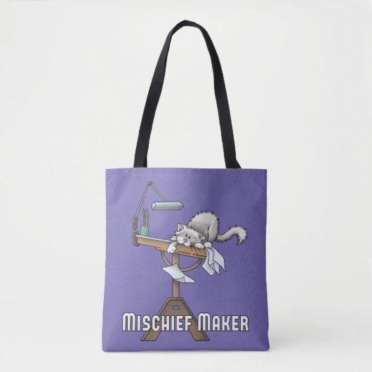 White Cat Mischief Maker Canvas tas (Voorkant)