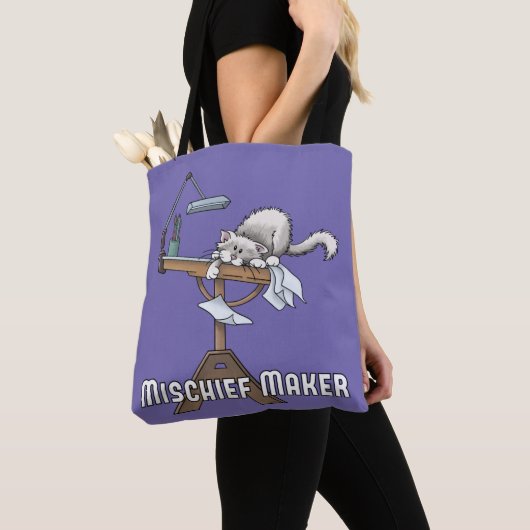 White Cat Mischief Maker Canvas tas (Dichtbij)