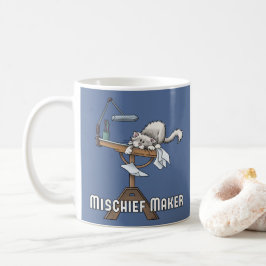White Cat Mischief Maker Coffee Mok