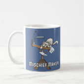 White Cat Mischief Maker Coffee Mok (Links)