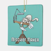 White Cat Mischief Maker keramisch Ornament (Links)