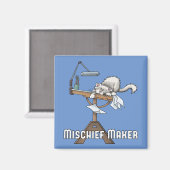 White Cat Mischief Maker Magnet (Voorkant / Achterkant)