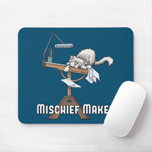White Cat Mischief Maker-Muismat Muismat (Met muis)
