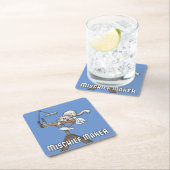 White Cat Mischief Maker Square Paper Onderzetter (Insitu)